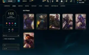 Ouro 2 com TODOS os champs e 155 Skins + 2200 RP