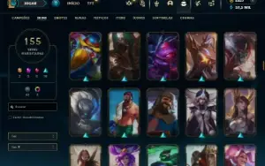 Ouro 2 com TODOS os champs e 155 Skins + 2200 RP