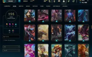 Ouro 2 com TODOS os champs e 155 Skins + 2200 RP