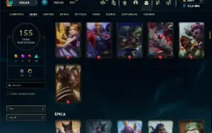 Ouro 2 com TODOS os champs e 155 Skins + 2200 RP