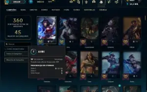 Ouro 2 com TODOS os champs e 155 Skins + 2200 RP