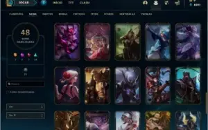 Conta unranked com 48 skins e 107 champs
