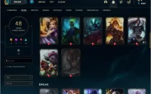 Conta unranked com 48 skins e 107 champs