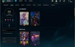 Conta unranked com 48 skins e 107 champs