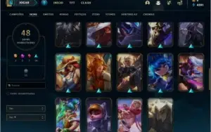 Conta unranked com 48 skins e 107 champs