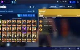 Conta no Fortnite 67 skins, passe season 3 e SV 99
