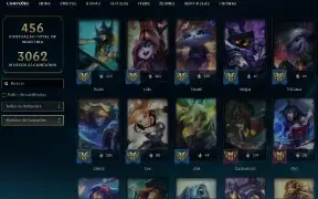 Unranked com TODOS os champs e 574 Skins + 17 Prestigios