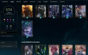 Unranked com TODOS os champs e 574 Skins + 17 Prestigios