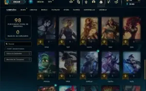 Prata 2 com 45 Champs e 18 Skins ( MAIN SUP )