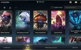 Conta Wild Rift. 46 campeões, 16 skin, 2 passes