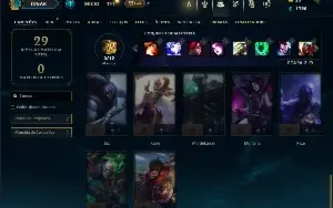Unranked com 30 Champs e 8 Skins