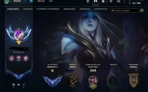 Conta LOL D4 323skins, todos os camps hab, 76k EA, 1k rp