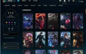 Conta unranked com 132 Champs e 113 Skins