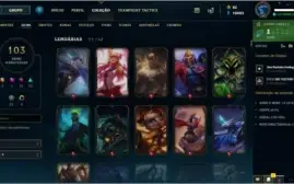 conta LoL platina 4 103 skins todos champs vender hj
