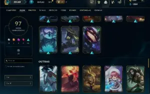 Unranked com 150 Champs e 97 Skins ( MID / JG / TOP )