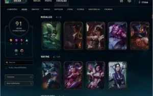Conta D3, todos os campeões, 91 skin habilitadas