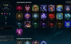 Conta LoL 100 Champions 62 Skins Ex Emerald LvL 149