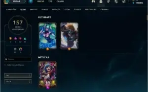 Conta LoL Ouro. Todos campeões 157 skins 120k EA