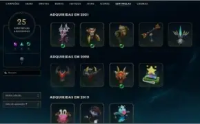 Conta lol com 155 champs, 144 skins ( 4 Vitóriosas )