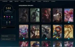 Conta lol com 155 champs, 144 skins ( 4 Vitóriosas )