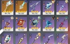 AR46 Klee, Albedo, Childe, QiqiC1+ Harpa+Espinha