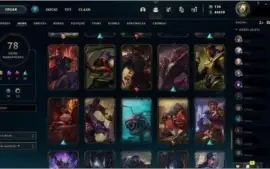 Conta lol com 78 skins, prime todo mes, 106 camp e 170 rp