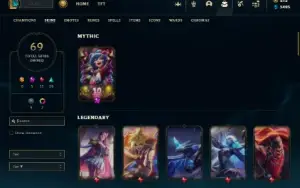 Prata 4 com TODOS os champs e 69 Skins + 500 RP