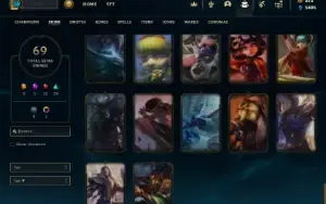 Prata 4 com TODOS os champs e 69 Skins + 500 RP