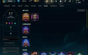Unranked com 45 Champs e 4 Skins + 11 Fragmentos