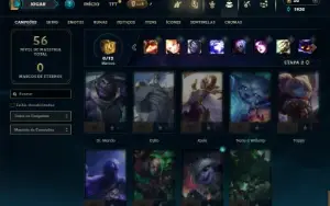Unranked com 45 Champs e 4 Skins + 11 Fragmentos