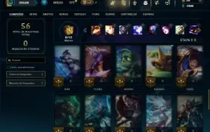 Unranked com 45 Champs e 4 Skins + 11 Fragmentos