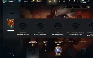 Unranked com 45 Champs e 4 Skins + 11 Fragmentos