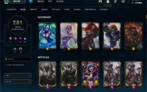 Conta LOL TODOS os champs 281 skins
