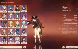 AR 55 Hu tao, Raiden, Childe, Jean, Tumulo, Falcão, Jade