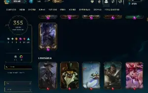 Unranked com TODOS os champs e 355 Skins ( ADC / JG / TOP )