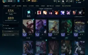 Unranked com TODOS os champs e 355 Skins ( ADC / JG / TOP )