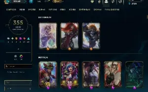 Unranked com TODOS os champs e 355 Skins ( ADC / JG / TOP )