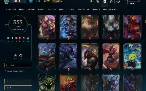 Unranked com TODOS os champs e 355 Skins ( ADC / JG / TOP )