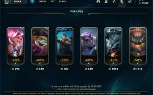 Conta ouro 4 com 35 Champs e 1 Skin + 1 Fragmento