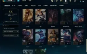 Conta ouro 1 com 100 PDL, 37 Champs e 5 Skins
