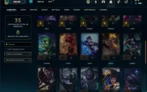 Conta ouro 1 com 100 PDL, 37 Champs e 5 Skins