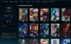 LOL Conta Ouro 2 com 193 skins e Level 558 com todos champs