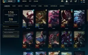 Conta ouro 4 com 44 Champs e 24 Skins