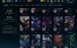Ouro 4 com TODOS os Champs e 94 Skins ( MID / JG / TOP )
