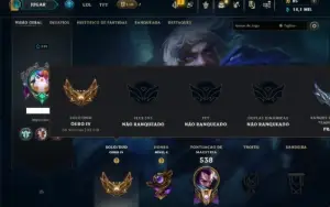 Ouro 4 com TODOS os Champs e 94 Skins ( MID / JG / TOP )