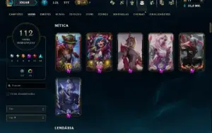 Bronze 4 com TODOS os Champs e 112 Skins ( ADC / JG / MID )