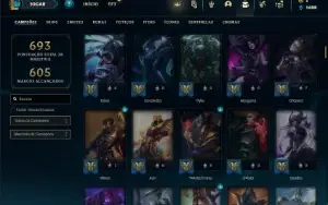 Conta Unranked com TODOS os champs e 294 Skins ( MAIN MID )