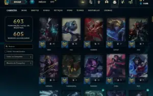 Conta Unranked com TODOS os champs e 294 Skins ( MAIN MID )