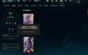 Bronze 3 com 100 Champs e 81 Skins + 1 Prestigio do Yi