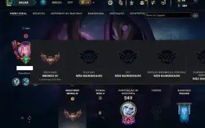 Bronze 3 com 100 Champs e 81 Skins + 1 Prestigio do Yi